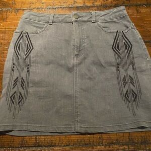 H & M Grey Jean Skirt With Black Accents on the side